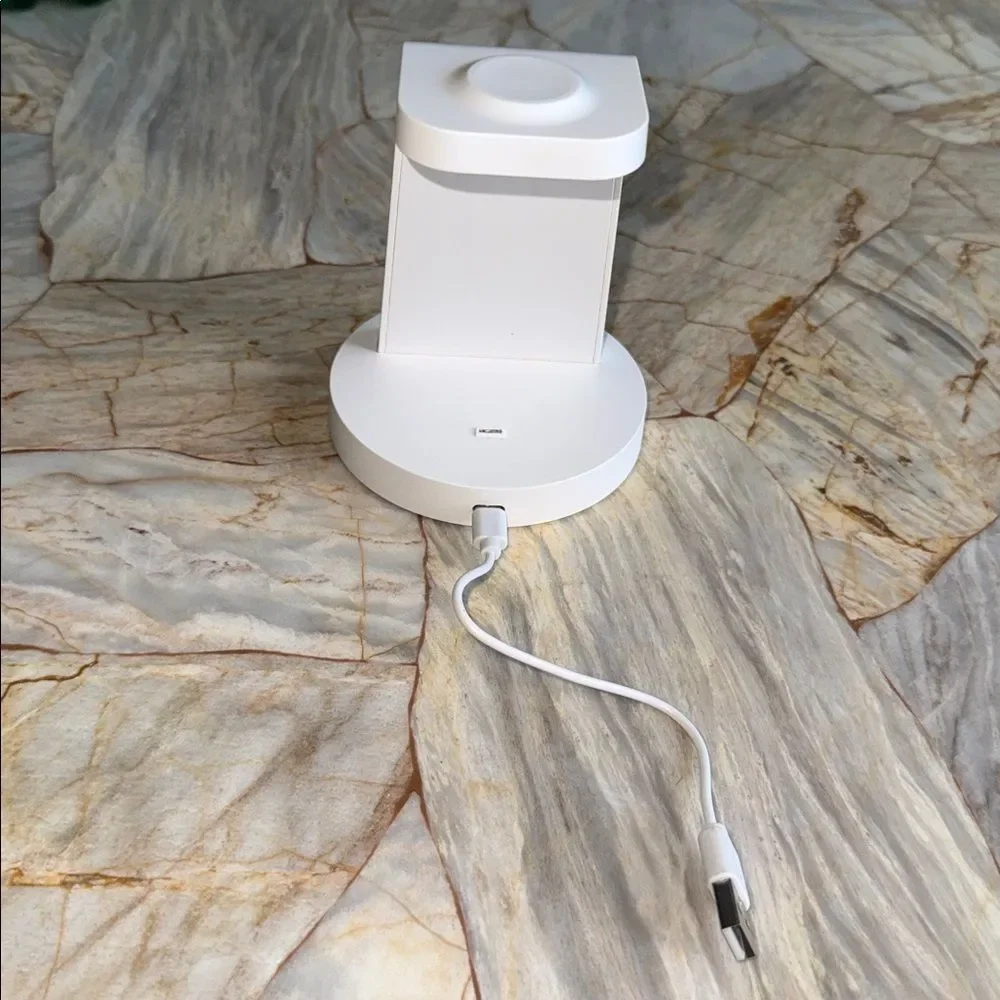 3-in-1 Wireless Charging Station Dock for Smartphone Watch and Earbuds White